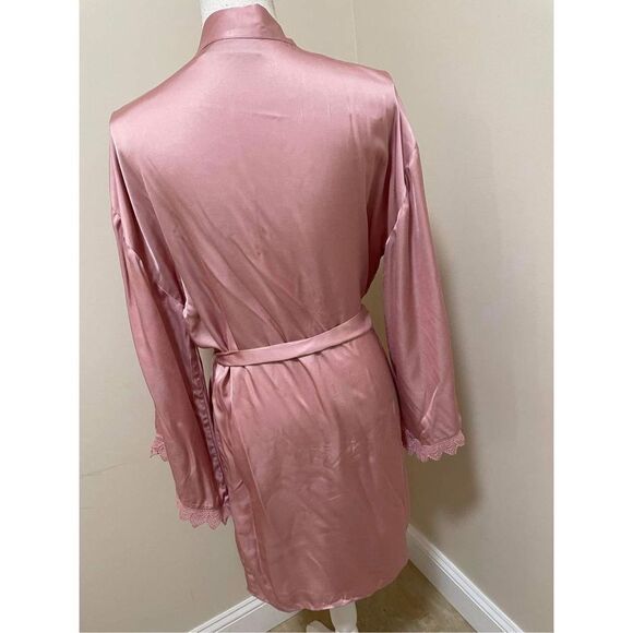 New Anthropologie x BHLDN Matine Silky Long-Sleeve Lace-Trimmed Robe Size XS - Picture 5 of 7